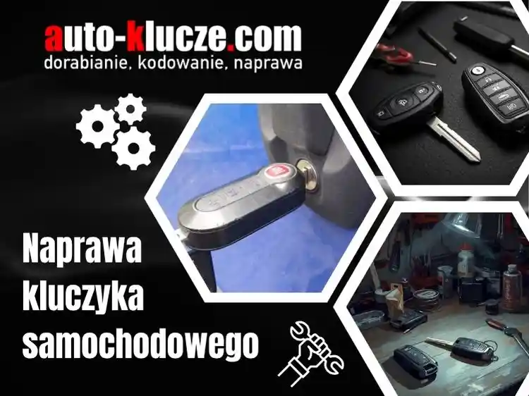 kluczyk włożony do zamka drzwi auta. Warsztat auto-klucze