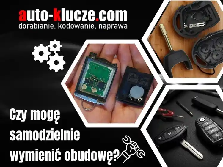 ręce trzymające rozłożoną obudowę klucza samochodowego